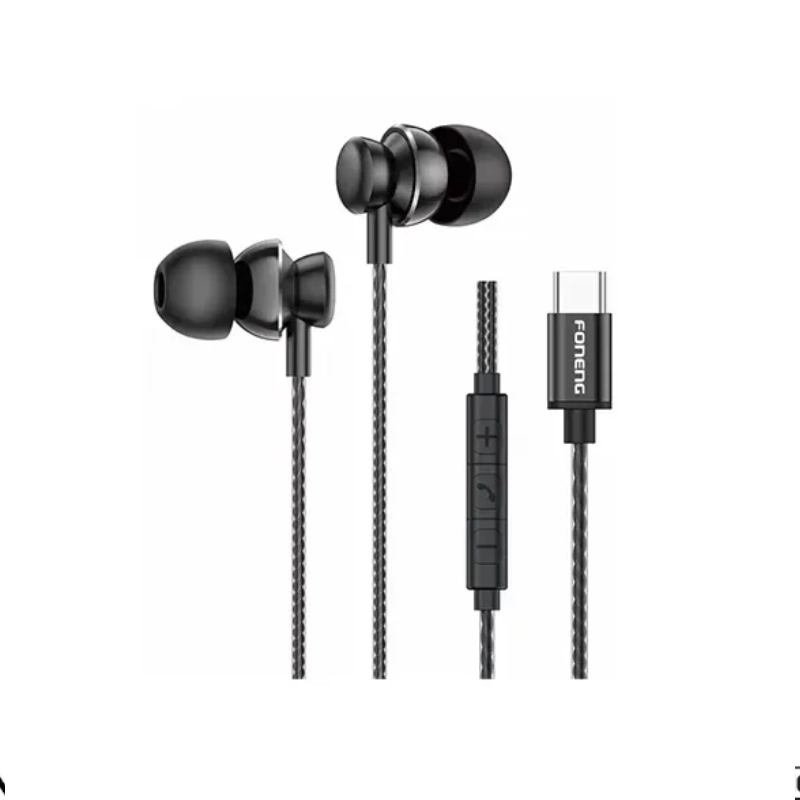 FONENG T67 Heavy Bass Earphone Silver